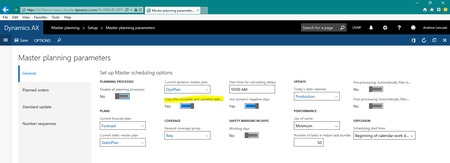 Microsoft Dynamics AX ; Master Planning parameters 