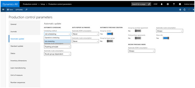 Production Control Parameters