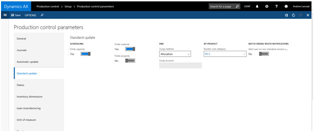 Production Control Parameters