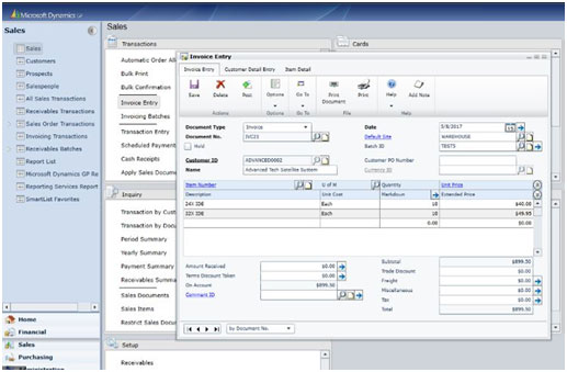 Microsoft Dynamics GP Screen shot