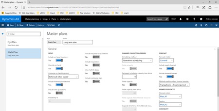 Microsoft Dynamics AX Master plans 