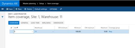 Microsoft Dynamics AX 7  item coverage  