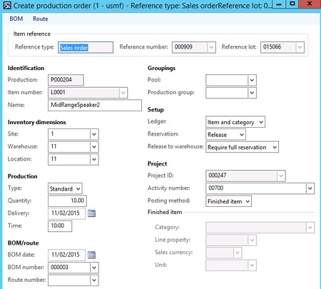 Microsoft Dynamics AX 7  create production 