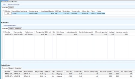 Microsoft Dynamics AX 7 consolidate Batch Orders