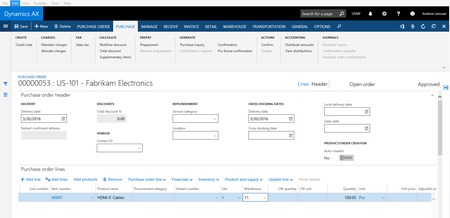 Microsoft Dynamics AX 7 orders