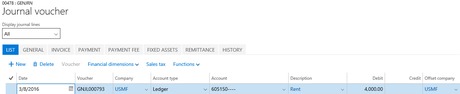 Microsoft Dynamics AX 7 Journal voucher