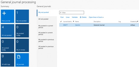 Microsoft Dynamics AX 7 general journals