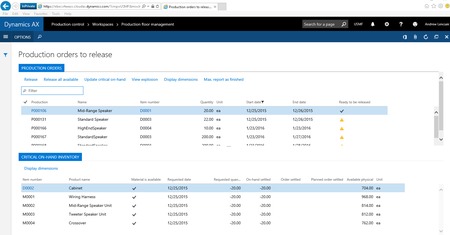 Microsoft Dynamics AX production order to release