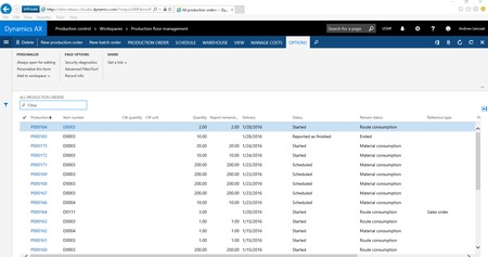 Microsoft Dynamics AX production floor management