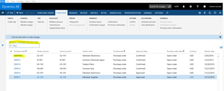 Microsoft Dynamics AX 7 orders