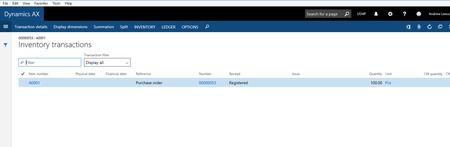 Microsoft Dynamics AX Inventory Transactions