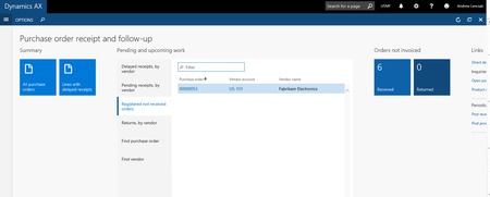 Microsoft Dynamics AX purchase order receipt