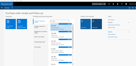 Microsoft Dynamics AX purchase order receipt