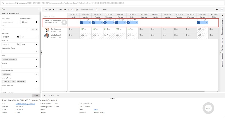 Microsoft Dynamics PSA Schedule Assistant 