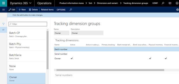 Microsoft Dynamics 365 operations tracking dimensions groups 