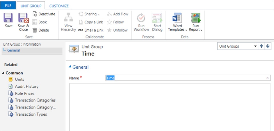 Microsoft Dynamics 365 Unit Group Time 